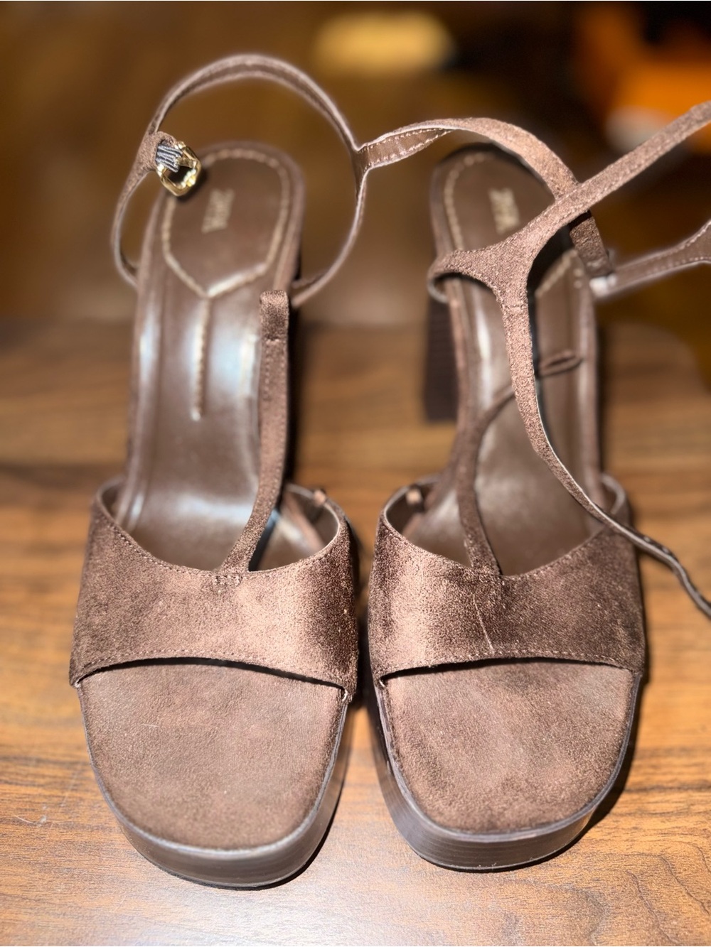 Zara Brown Suede Platform Sandals